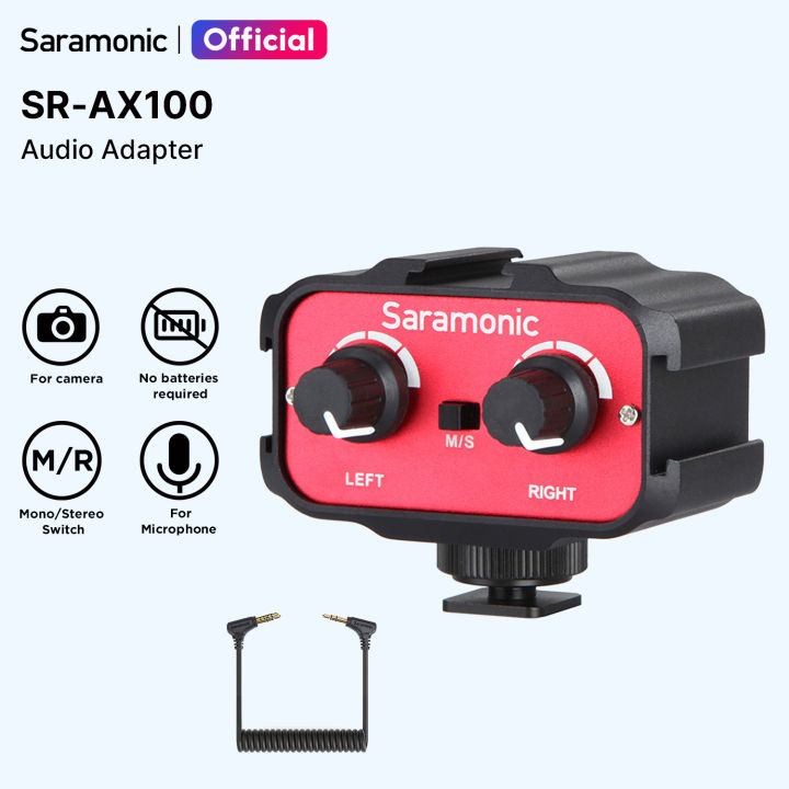 Saramonic SR-AX100 มิกเซอร์ ออดิโอ อินเตอร์เฟสและมิกเซอร์ มิกเซอร์จิ๋ว สำหรับ DSLR Microphone Recording