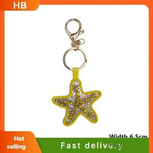 HB Beaded Patch Sequin Rhinestones Crab Starfish Seashell Conch Keychain For Embellishing Bag Charm Decor