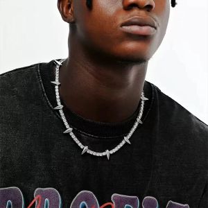 ZEEMIN Hip-Hop Black Panther สร้อยคอเดียวกันเต็มไปด้วยเพชรโซ่กระดูกไหปลาร้ายุโรปและอเมริกาโซ่เครือข่ายผู้ชายอินเทรนด์สตรีทน้ำมันหยดเครื่องประดับเรืองแสงเฉพาะ