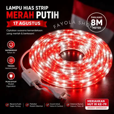 Lampu LED Strip Light 8 Meter Viral Dekorasi 17 Agustus HUT RI Lampu Hias Keren
