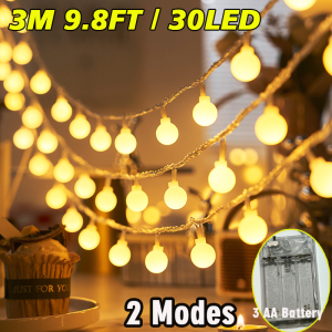 🔥Stok Lokal🔥5M 7M 12M Solar Crystal Ball String Lights 20/50/100LED 8 Modes Waterproof Outdoor Garden Fairy Lights