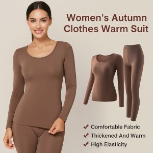 Seamless Thermal Undershirt with Built-In Bra Hyaluronic Acid Skin Care Ultra Thin Warm Autumn Winter Set