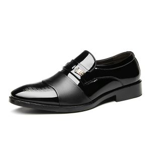 British Style Mens Premium Leather Shoes – Black Formal Business Oxfords & Wedding Dress Shoes  Shiny Casual School/Office Wear (2025 Collection)