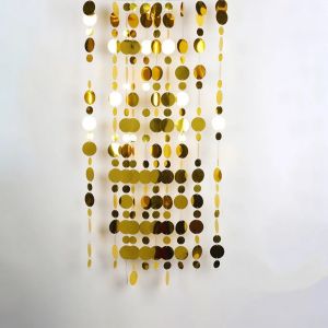 Sacesr 10PCS 1 Meter Sequins Hanging Foil Curtains Gold Silver PVC Round Sequin Rain Curtain Glitter Bead Round Sequin Bead Strings 3M8Q4