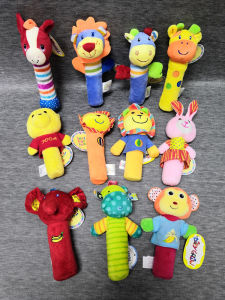 [Ready Stock] Colourful Baby Toy Squeakies Pom Pom Baby Shaker Sand Hammer Musical Toys For Stroller Bed Playpen Playmat - 3029.