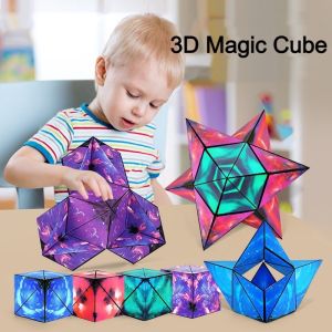 Funny Variety Geometric Changeable Magnetic Magic Cube Anti Stress 3D Hand Flip Puzzle Cube Kids Stress Reliever Fidget Toy