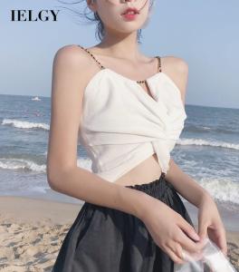 IELGY womens high waist short all match chain vest