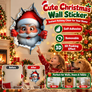 Christmas Wall Stickers Cute Christmas Toilet Stickers Self Adhesive Removable Festive Bathroom Decorations