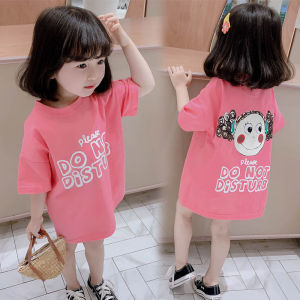 LS Show Girls Dress Cartoon Dress Girl Printed Dress Short Sleeve Dress Cotton Dress Age 3-7-year-old 90-130cm