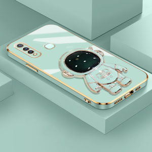 Casing Ponsel untuk VIVO Y19 Y5S Z1 Pro Y17 Y15 Y12 Y11 2019 Y16 Y12i Y35 Y56 5G Y15s Y15a Y01 Case gambar kartun astronot HP lipat dudukan telepon Casing ponsel penutup lensa penuh kesing pelindung silikon lembut Softcase