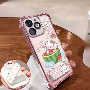 เคสสำหรับ Infinix Smart 8 Tecno Spark Go 2024 Hot 40i Spark 20 Spark 20c เคสศัพท์ เคสนิ่มซิลิโคนกันกระแทก ดีไซน์ใหม่สวยงามกระจกน่ารักพร้อมที่วาง SJCXGZJ01