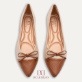 DEAR BLISS Camila Bow Two-Tone Cream Pointed Flats. 