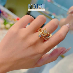 {loại1} Nhẫn kim tiền hồ ly đính đá mạ vàng bền màu Kami N39