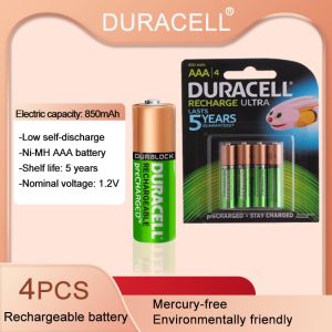 DURACELL AAA 1.2V 850mAh NIMH Rechargeable Battery 4pcs for NI-MH Preloaded Battery with Flashlight Remote Control