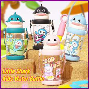 650 Ml Cartoon Little Shark Kids Water Bottle Leak-proof with Straw Air Kanak-Kanak Drinking Botol