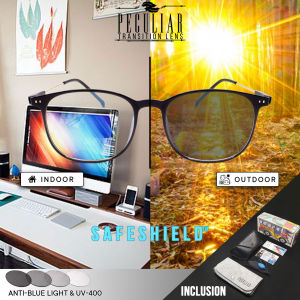 Peculiar Photochromic Transition Plus Square Frame SAINT CELEST Computer Eyewear Antiradiation Lenses UV 400 Indoor / Outdoor Eyeglasses Non Graded Lens Eyewear for Women and Men