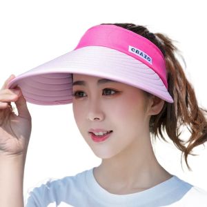 VERMILL Summer UV Protection Wide Brim Breathable Empty Top Hat Sports Visors Sun Hat Beach Cap