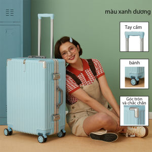 VALI du lịch cốp sập khung nhôm cao cấp msp 907 có bo góc chống va đập kiểu dáng sang trọng Vali du lịch size 20-22-24-26 inch