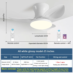 6 Speeds Ceiling Fans with Lights and Remote 5 Reversible Blades DC Motor Ceiling Fan for Bedroom Kitchen