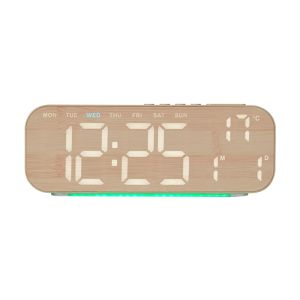 ZIAAN Multi-functional Digital Alarm Clock Temperature Display Wood  Wall Clock Digital Display Date Week Desk Clock Home Use