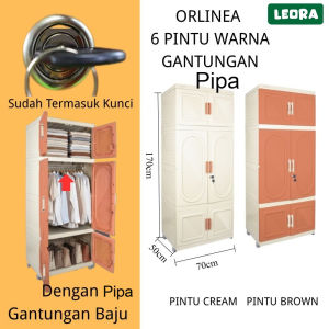 LEORA Lemari Gantungan ORLINEA Lemari Pakaian Plastik Susun JUMBO Pintu Mika Transparang Kunci