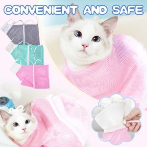 WEREW4T Dog Accessories Durable Anti-Bite Adjustable Prevent Biting Scratching Keeping Calm Nail Trimming Cat Shower Net Bag Cat Washing Bag Cat Grooming Bathing Bag Cat Restraint Bag