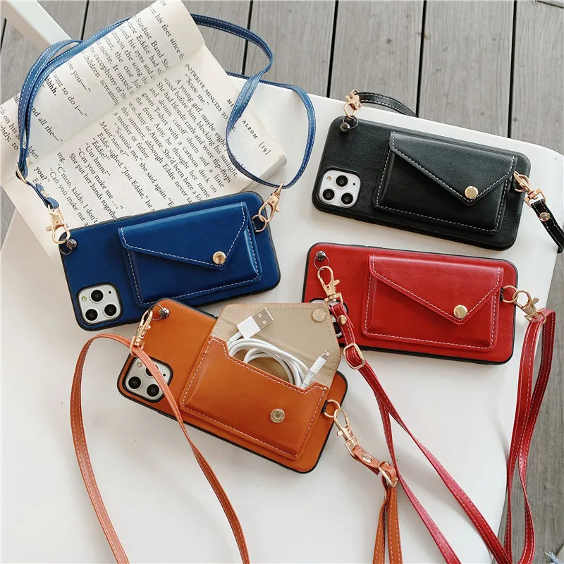 Wallet Shoulder Strap Women Case for IPhone 16 15 14 13 12 11 Pro