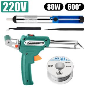 Welding 80W 220V Automatically Soldering Gun  Electric Soldering Iron Station Tip Sucker Welding Repair Tools