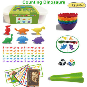 Counting Dinosaurs Toys for Kids with Sorting Bowls and Activity Cards Ages 2-4 Montessori Preschool Educational Toys for 3 4 5 Years Old Birthday Gifts STEM Toys