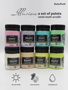 Set acrylic satin paint "KolerPark" ILLUSION 8 colors 50 ml
