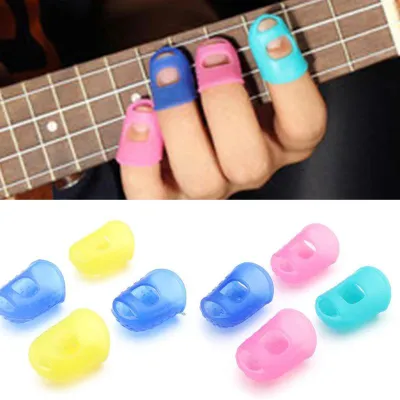 6PCS Silicone Finger Guards Guitar Fingertip Protectors For Ukulele Guitar S M L Random Color吉他防痛手指套
