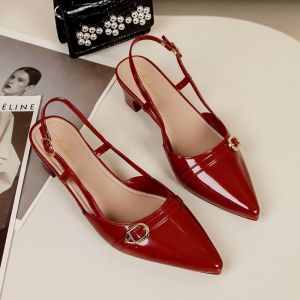 [Free Shipping] Shiny Pointed-Toe Stiletto Sandals Available in Three Colors Slip-On Wasteland Style High-End Womens Fashion High Heels