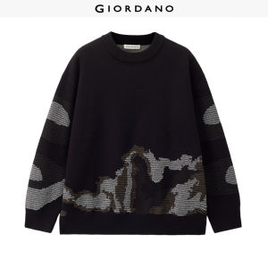 Giordano Men Contrast camouflage jacquard sweater Free Shipping 18055822
