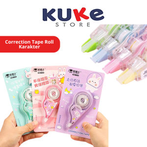 Correction Tape Roll Karakter Lucu /  Pita Koreksi Gulungan Tidak Mudah Robek Tipe-X Kertas Penghapus Tulisan Pulpen Perlengkapan Alat Tulis Sekolah Kantor Unik Cute Anak