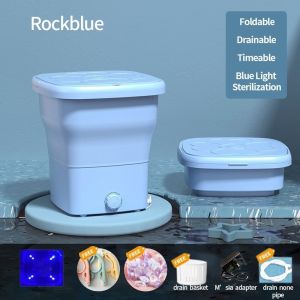 【QY Local Mall】Large Capacity 25L Foldng Mini Washing Machine With Dryer Upgraded Blue Light Kills Bacteria Automatik Portable Washing Machine And Dryer With Dehydration Basket Foldable Collapsible Washing Machine With Spin Drying Travel Business小型迷你洗衣机