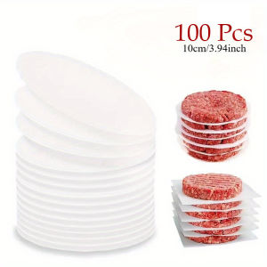 100Pcs Hamburger Patty Paper Non-Stick BBQ Wax Paper Sheets for Separating Burger Patties Round Parchment Paper 10CM