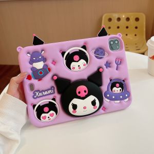 【Hot】Portable Telescopic Bracket Colorful 3D Kuromi Silicone+PC Tablet Protective CaseFor Samsung Tab A7 Lite(8.7inch) A8(10.5inch) A9 A11(8.7inch) A9+ A11+(11inch) Series