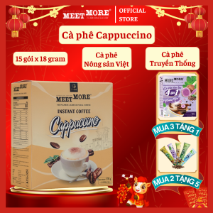 Hộp cà phê hòa tan Cappuccino Meet More (15 gói x 18g) - Cà Phê Truyền Thống