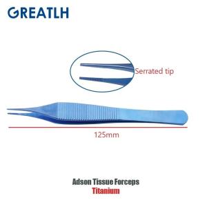 Titanium Autoclavable Adson Tissue Forceps Ophthalmic Tweezers Serrated Tips/Teeth Ophthalmic Eye Surgical Instruments 1pcs