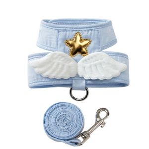 SWEET ELVES Cute Soft Breathable for Walking with Wings Prevent Breakaway Cat Collar Cat Vest Dog Necklace Cat Harness Leash