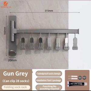 SG StockWindproof Socks Clip Aluminum Sock Rack Clothes HangerMulti Clip Socks Hanger Household Wall Hanging Multi functional