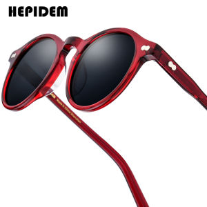HEPIDEM Acetate Polarized Sunglasses Women New in Fashion Famous Brand Designer Vintage Retro Round Sun Glasses y2k Moscots Miltzen 9401-T