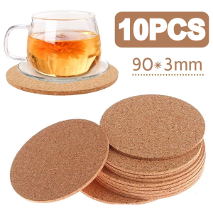 20Pcs Square Round Cork Coaster Non-Slip Heat Insulation Reusable Coffee Tea Drink Coaster Thin Wood Placemats