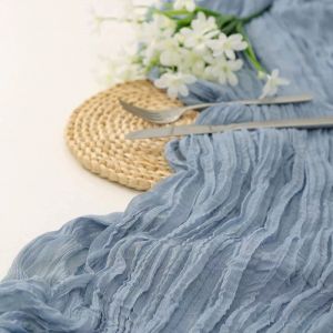 Bohemian Style Table Cloth Semi-Sheer Gauze Table Runner Cheesecloth Table Cloth for Birthday Party