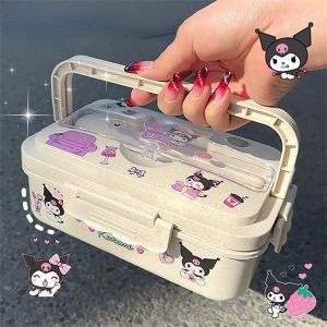 Free Tableware Cartoon Sanrio Lunch Box Fresh-keeping Box Cartoon Cinnamon Roll Large-capacity Lunch Box Food-grade Fruit Fresh-keeping Box Student Office Worker Lunch Box