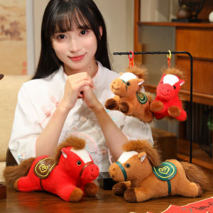 JOJO CASTLE 2026 Chinese New Year Horse Plush Toy Horse Plushies Doll Soft Stuffed Animals Lovely Zodiac Horse Plushie Doll Hug Pillow Babys Toys for Kids Girls Gift 马年公仔