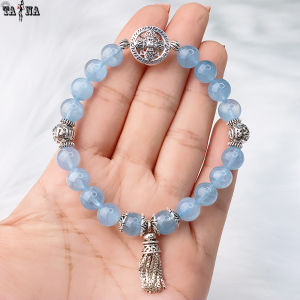 [XẢ KHO GIẢM SÂU] Vòng đá Aquamarine 8mm 6A mix charm bạc 925 cao cấp