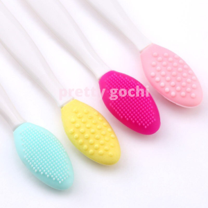 Handheld Soft Silicone Face Care Exfoliator 2pcs  - Double-sided Lip Scrub Tool & Nose Blackhead Removal Clean Brush
