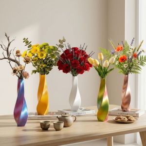 JIMEIXIAN01 Thiết kế xoắn Lọ hoa in 3D Màu chuyển sắc Cắm hoa Bình hoa xoắn hiện đại Phong cách Bắc Âu Chậu cây Đồ trang trí bàn làm việc văn phòng
