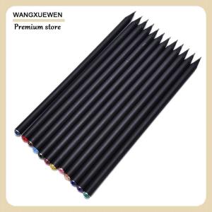 [COD] 2X Black Rod HB Pencil With Colorful School Painting Writing Pencil